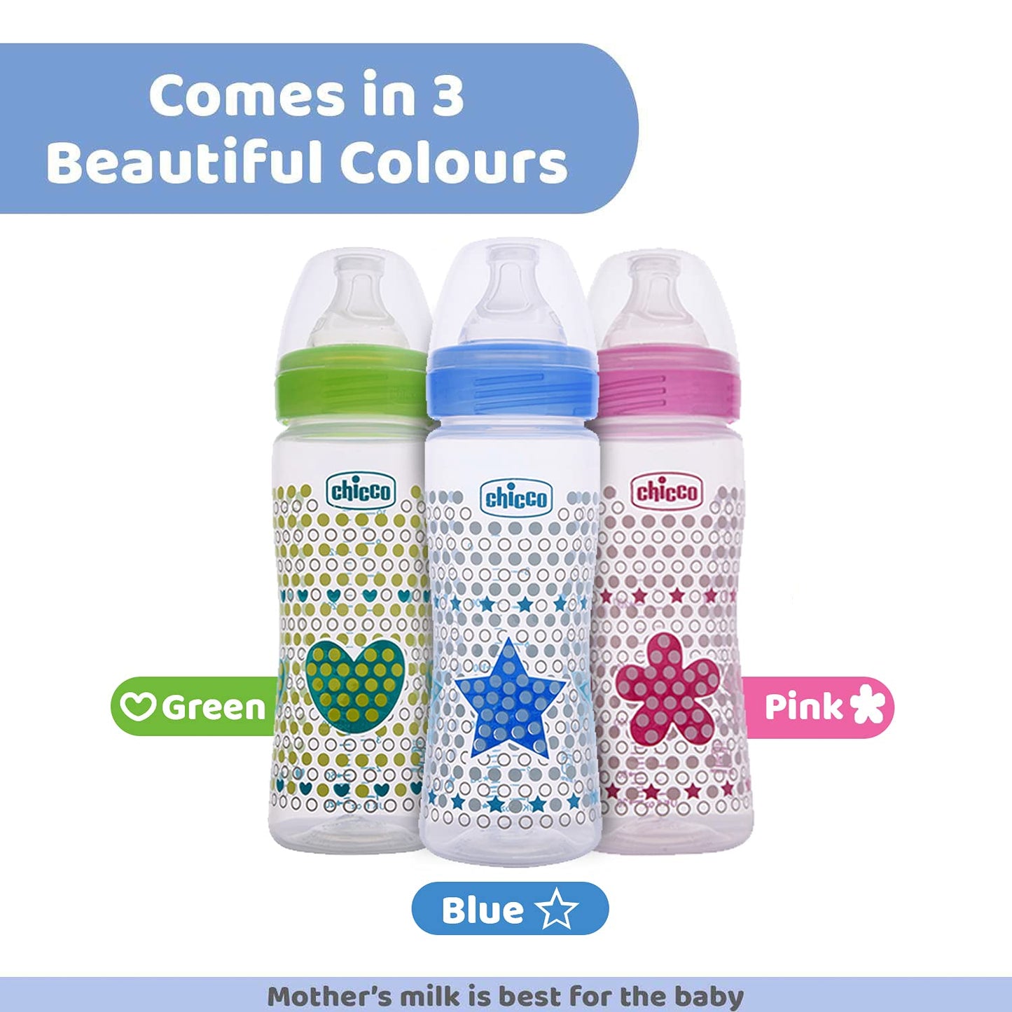 Chicco Well-Being 330 ml Feeding Bottle, Advanced Anti-Colic System, BPA Free, Hygienic Silicone Teat (Pink)