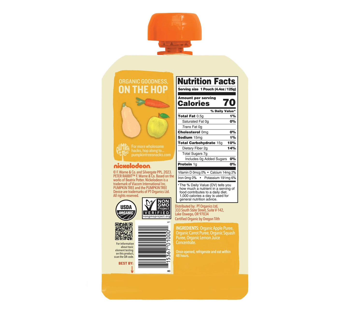 Peter Rabbit Organics Fruit Vegetable, Squeezable Pouches, 4 Ounce (Pack of 18)