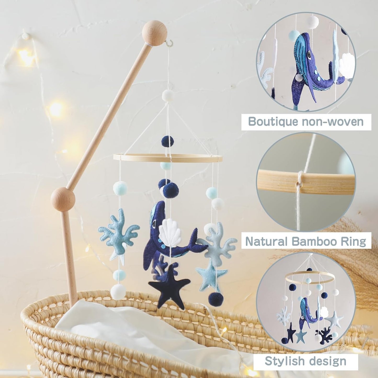 EERKEOD Baby Crib Mobile Bear Nursery Mobile for Boys Girls Teddy Velvet Mobile Nursery Decor for Infant Bedroom Hanging Baby Mobile for Bassinet Newborn Baby Gift（Brown Bear）