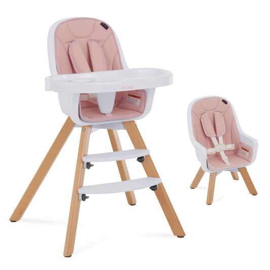 Evolur Zoodle 2 in 1 Convertible Baby High Chair in Light Gray