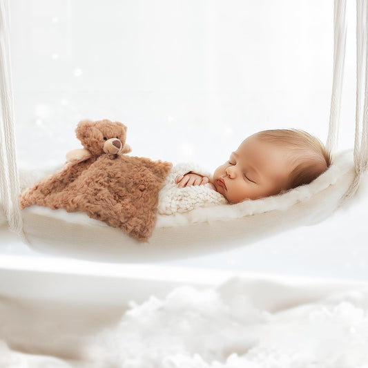 Apricot Lamb Cream Flower Bear Blanket Soft Loveys for Babies, Security Blanket for Baby Boy and Girl, Infant and Toddlers 13.8x13.8 Inches