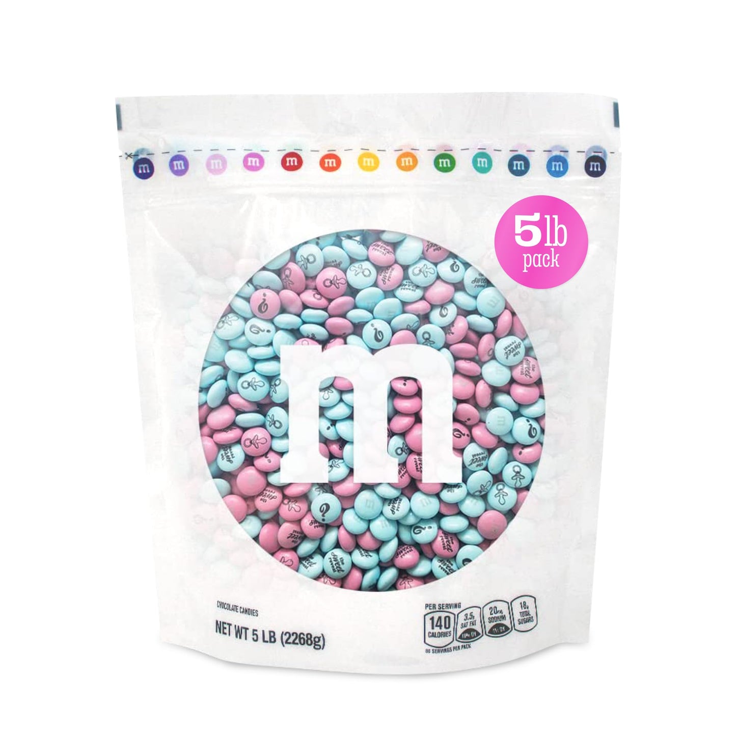 M&M'S World It's A Boy Milk Chocolate Candy 2lb Bag with White and Blue M&M'S for Baby Boy Showers Gender Reveal Parties and Baby Celebration Favors