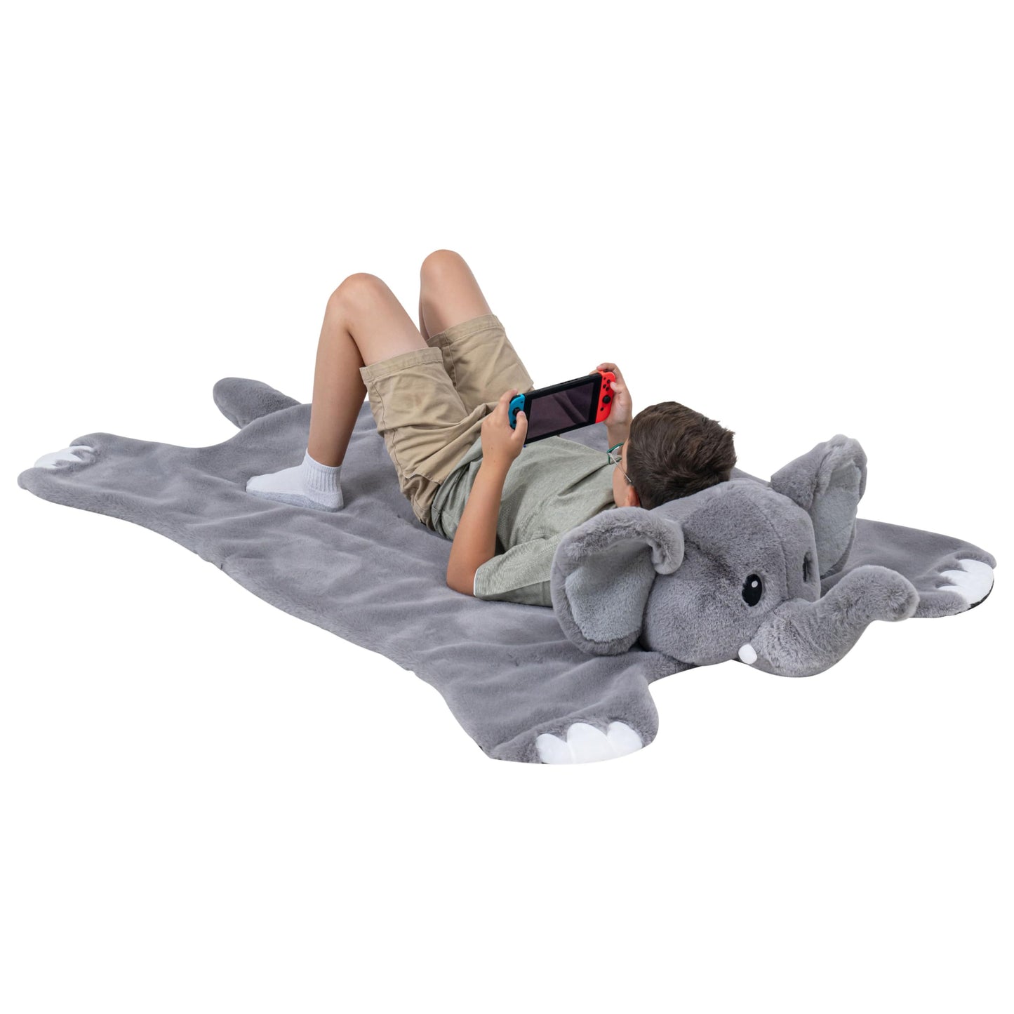 Plush PlushieRugs - Animal Rug for Kids Room, Fluffy Nursery and Fur Kids Rugs for Playroom - Big Large Stuffed Animals Irregular Shaped Rug that Works Great as Woodland Nursery Decor (Dinosaur)