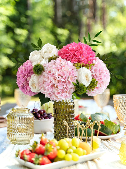 4 Pcs Pink Hydrangeas Artificial Flowers, 20 inches Large Lifelike Fake Silk Flowers, Faux Hydrangeas Flowers for Wedding Home Party Decor Baby Shower Table Centerpiece