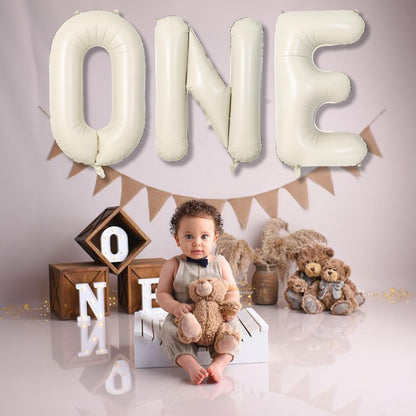 40 Inch Beige OH BABY Balloon for Baby Shower, Large Cream White Oh Baby Balloons Letters with Ribbon, Neutral Ivory Alphabet Oh Baby Balloon Banner Sign for Gender Reveal Backdrop Party Decorations