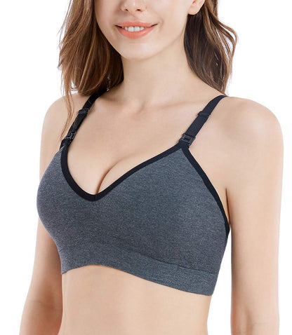 Suekaphin Nursing Bra 5pack Wireless V Neck Maternity Nursing Bra Bralette Low Cut Sleeping Breastfeeding with Extenders