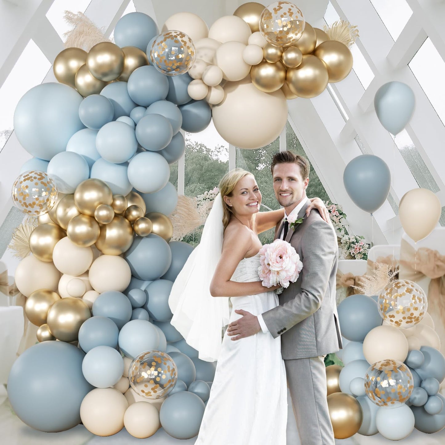 147pcs Neutral Balloon Garland Arch Kit, Different Sizes with Beige Cream Sand White Metallic Champagne Gold Balloons for Wedding Bridal Shower Birthday Boho Neutral Baby Shower Party Decorations