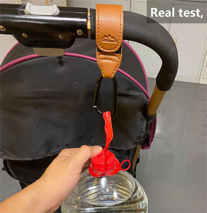 Baby Stroller Hooks Bag Hooks for Hanging Diaper Bags Multipurpose Hooks for Grocery Shopping Bags Premium Vegan Leather Pram Straps 2 Pcs (Green)