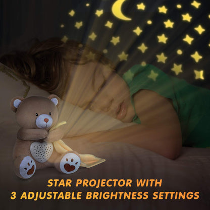 BEREST Baby Sleep Soother Bedtime Bunny with Starry Projector Night Light, Plush Stuffed Animal for Newborn Infants, Lullaby Music, White Noise, Mother's Heartbeat for Boys & Girls Shower Gifts
