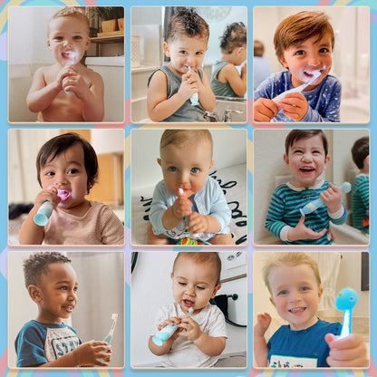 Papablic Toddler Sonic Electric Kids Toothbrush for Ages 1-3 Years, Baby Electric Toothbrush with Cute Penguin Cover and Smart LED Timer, 2 Brush Heads (Pippin)