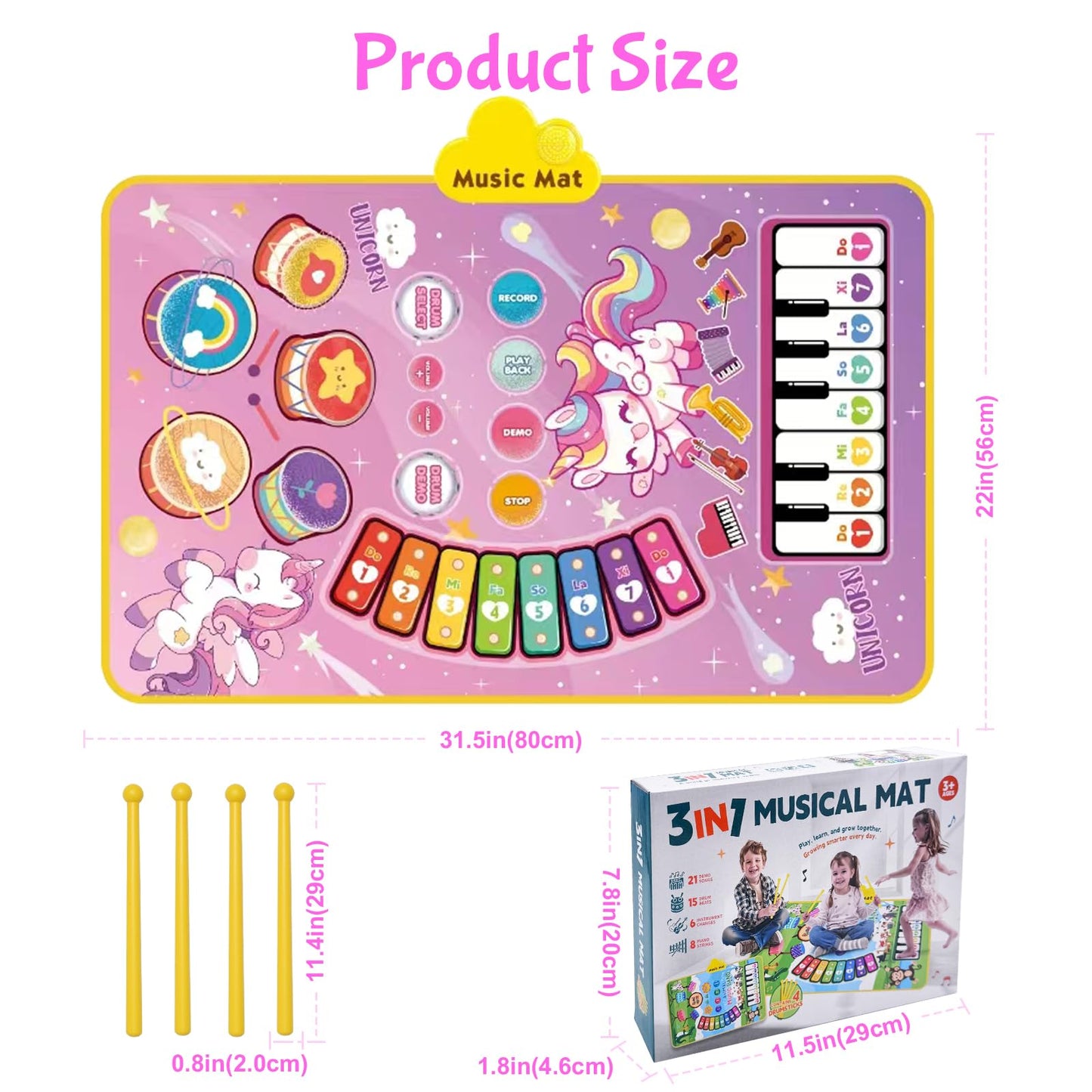 Baby Toys for 0-6 Months, Dinosaur Musical Mat Montessori Sensor Toys 1 Year Old，Easter Basket Stuffers Gifts for 2 3 4 Year Old Toddler Boys Girls