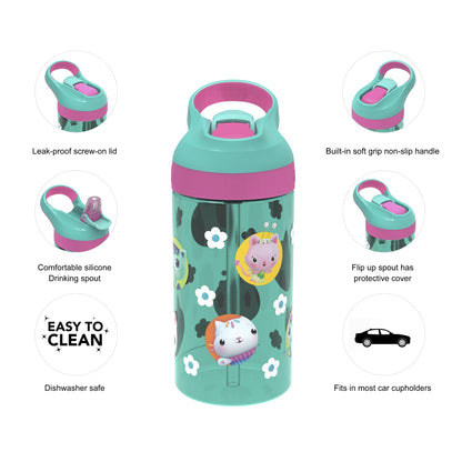 Zak Designs 5-Piece Dinnerware Set, Baby Shark - Durable Plastic & Stainless Steel - Includes Water Bottle, 8-Inch Plate, 6-Inch Bowl, Fork & Spoon - Suitable for Kids Ages 3+