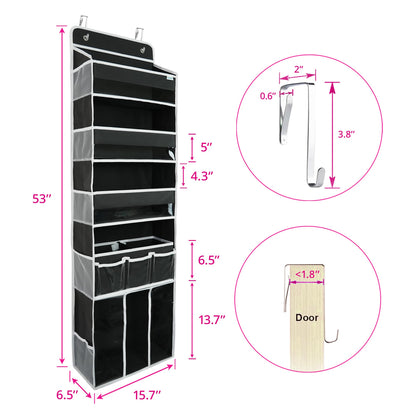 Door Hanging Storage Organizer,with 3 Bins 1 Movable Baby Diaper Caddy,1 Large capacity diaper stacking storage Organizer,10 Side Pockets ,Bedroom Door Storage for Nursery Baby Essentials. (Beige)
