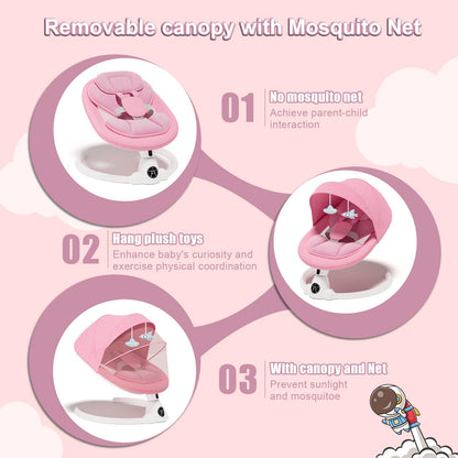 Electric Baby Swings for Infants to Toddler Baby Swing with Remote Control & Bluetooth Music 10-Preset Melodies (Pink)