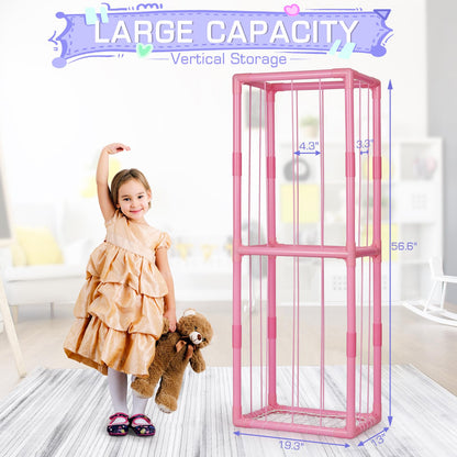 Trycooling Stuffed Animal Storage Zoo Stuffed Animal Holder Space Save Vertical Stuffed Animals Storage PVC with Elastic Band and Net for Playroom Bedroom Nursery (White 1)