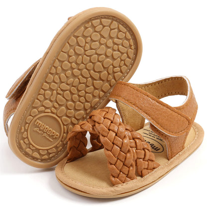 CoKate Baby Girls Sandals Ruffle Bowknot Premium Soft Sole Anti-Slip Open Toe Breathable Summer Outdoor First Walker Shoes Baby Sandals 0-3 months girls