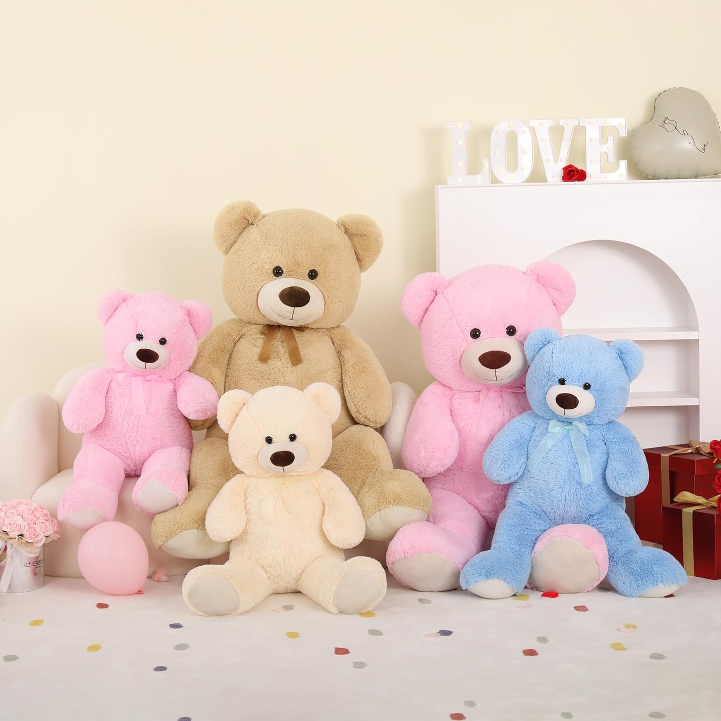 51 inch Big Teddy Bear Cute Giant Stuffed Animals Soft Plush Toy for Girlfriend Kids for Birthday Christmas Valentine's Day