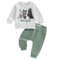 Pudcoco Toddler Baby Boys Girls Fall Clothes Farm Animal Outfit Horse Cow Chicken Sweatshirt and Jogger Pants Set