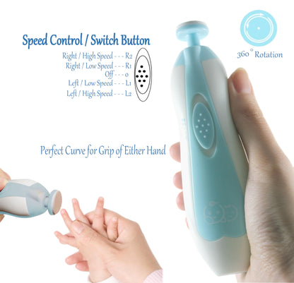 Baby Nail Trimmer 21 in 1, Usage Labeled Case & 13 Extra Replacement Tools, Royal Angels Baby Electric Nail File, Baby Nail Care, Nail Clipper Newborn Toddler Toes & Fingernails Nail Kit (Blue)