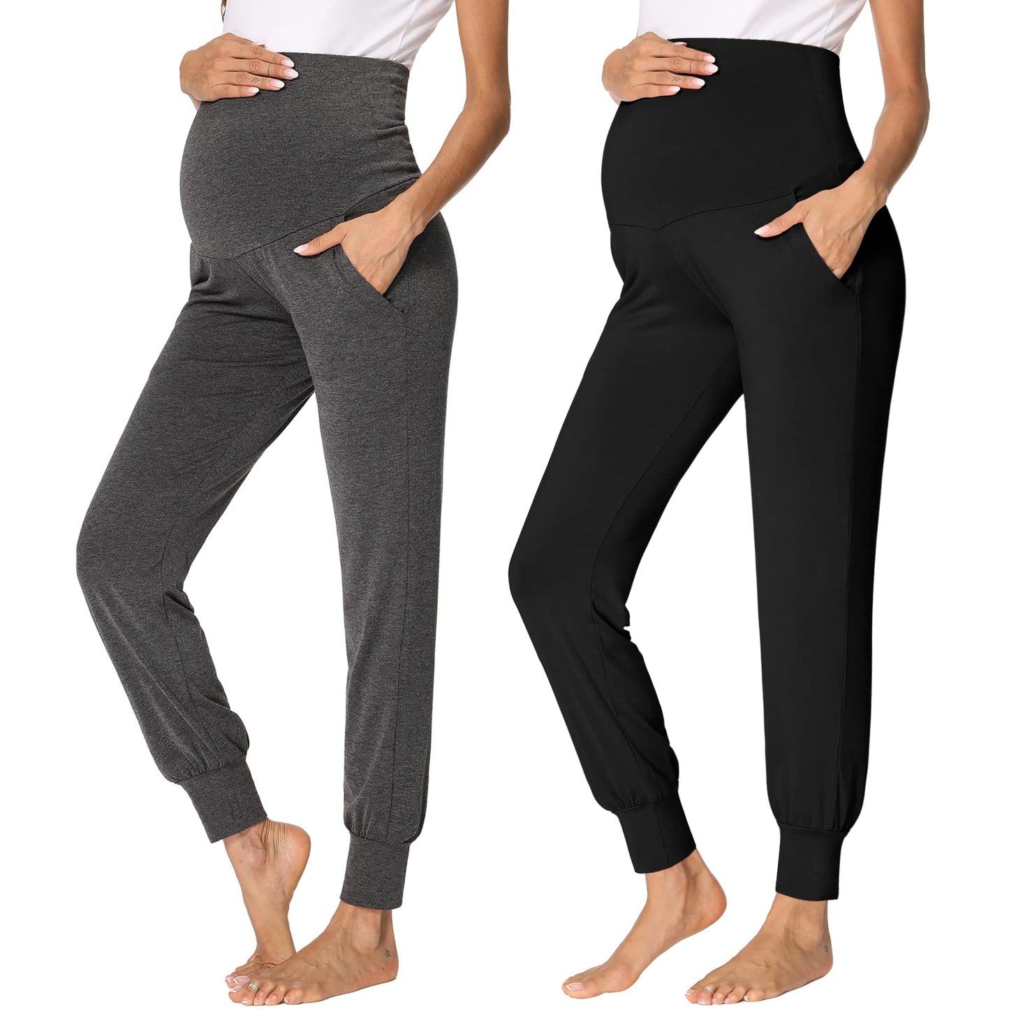 fitglam Women's Maternity Pants Over Belly Lounge Pajamas Clothes Pregnancy Must Haves Joggers with Pockets