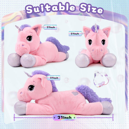 43" Giant Unicorn Stuffed Animal, Unicorn Plush Pillow Toys Big Plushy Fluffy, Gift for Girls Kids Boys Girlfriend, White & Purple