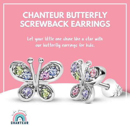 Crystal Butterfly Kids Baby Girl Earrings With Elements