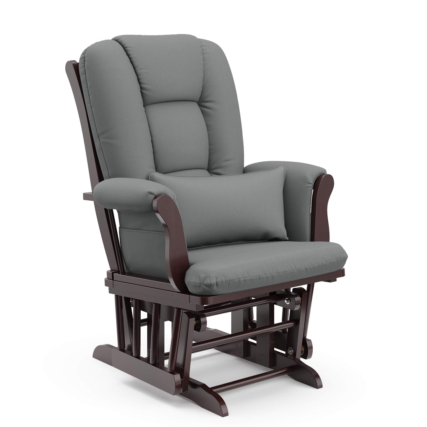 Storkcraft Tuscany Custom Glider and Ottoman with Free Lumbar Pillow (White/Slate Gray Swirl) - Cleanable Upholstered Comfort Rocking Nursery Chair with Ottoman