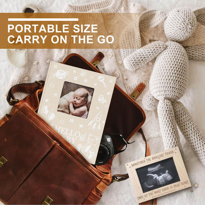 Lanpn Baby Photo Album 4x6 300 Pockets, Linen Newborn Bebe Ultrasound Photo Album with Memo Writing Area, Cover Photo Book, Picture Album for kids, Baby Girl Boy Memory Book Keepsake Colorful