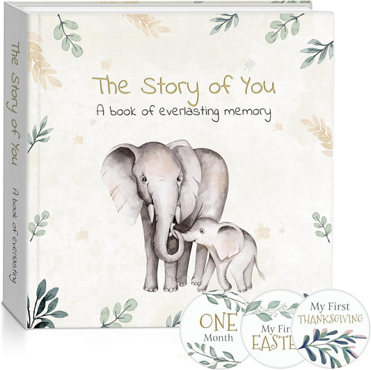Baby Milestone Stickers, Baby Milestone, New Born Memory Book, Neutral Baby Animal Design, Baby Album And Memory Book.