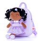 Gloveleya Toddler Backpack Baby Ballerina Girl Gifts Plush Curly Hair Ballet Backpack - Black Blonde 9 inches