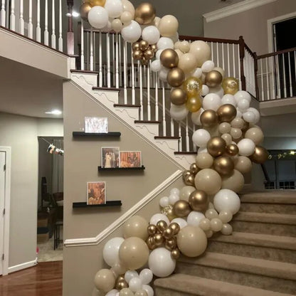 Sage Green Balloons Arch Double Stuffed, Olive Dusty Green Brown Beige Neutral Balloon Garland Kit, White Sand Apricot Tan Latex Balloon for Baby Shower Birthday Jungle Safari Party Decoration