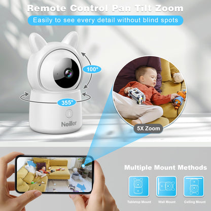 Baby Monitor, 4.3" Video Baby Monitor with 1080P Camera, Smart 2.4G WiFi Audio Monitor with Remote PTZ, Night Vision, 2-Way Talk, Sleep Mode, RGB Night Lights, Lullabies & 1000ft Range, APP Control