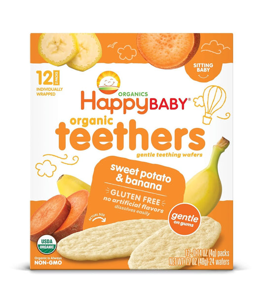 Happy Baby Organics Teether, 3 Flavor Variety Pack, 12 Count (Pack of 3)