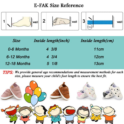 E-FAK Baby Shoes Boys Girls Infant Sneakers Non-Slip Rubber Sole Toddler Crib First Walker Shoes