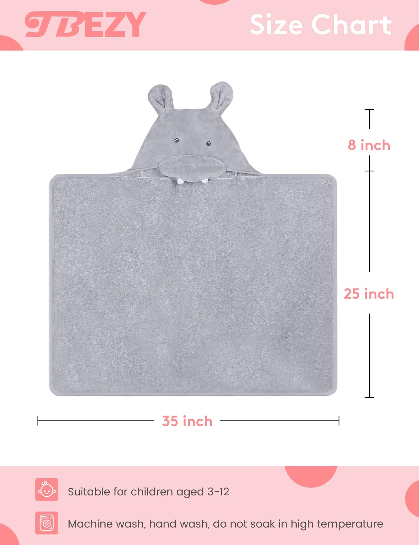 Baby Hooded Towel with Unique Animal Design Ultra Soft Thick Cotton Bath Towel for Newborn (Bunny)