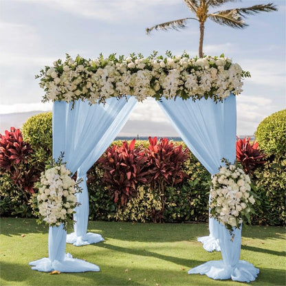 Wedding Arch Draping Fabric 2 Panels 30'' x 18FT Sage Green Sheer Chiffon Arch Drapery for Bridal Shower Backdrop Outdoor Party Church Ceremony