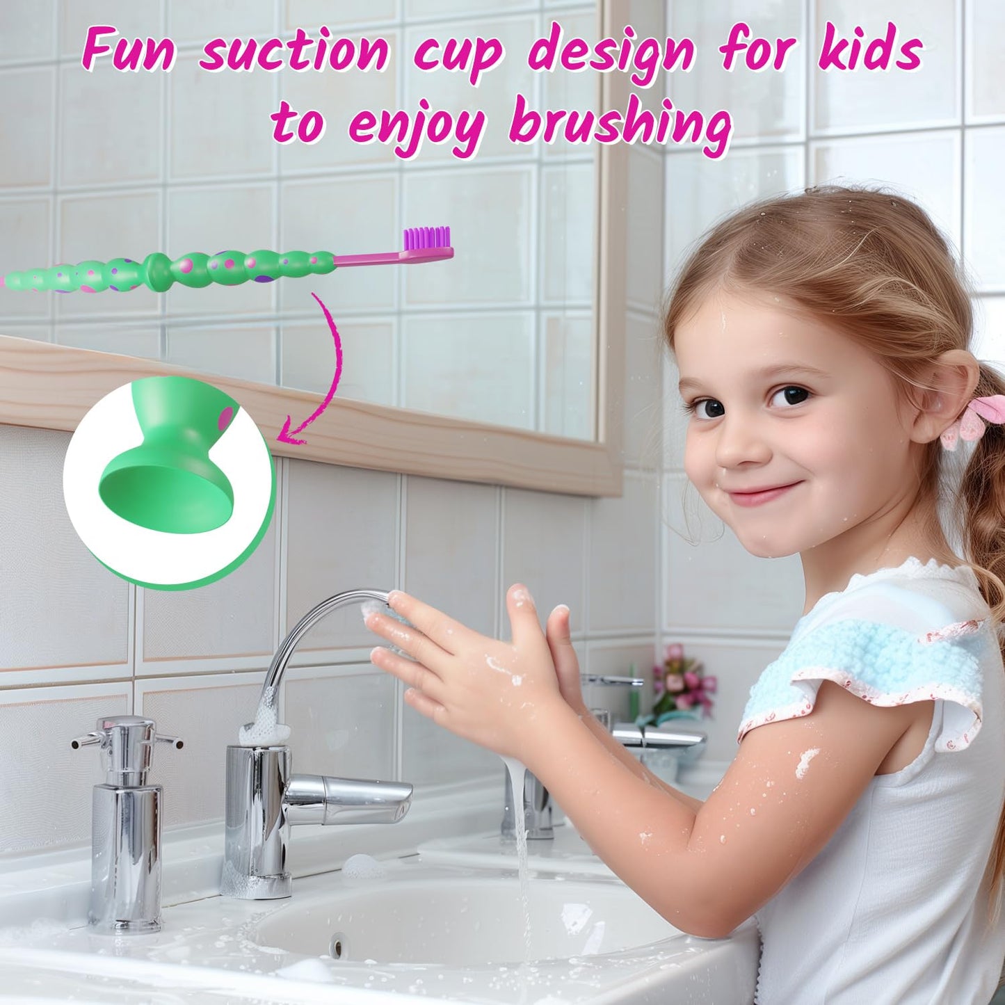 Kids toothbrushes 6 Pack Set Soft Bristles with Suction Cup, Includes Travel Covers, Bear Panda toothbrushes for Kids Boys & Girls, Toddlers &Children Teeth Age 3+