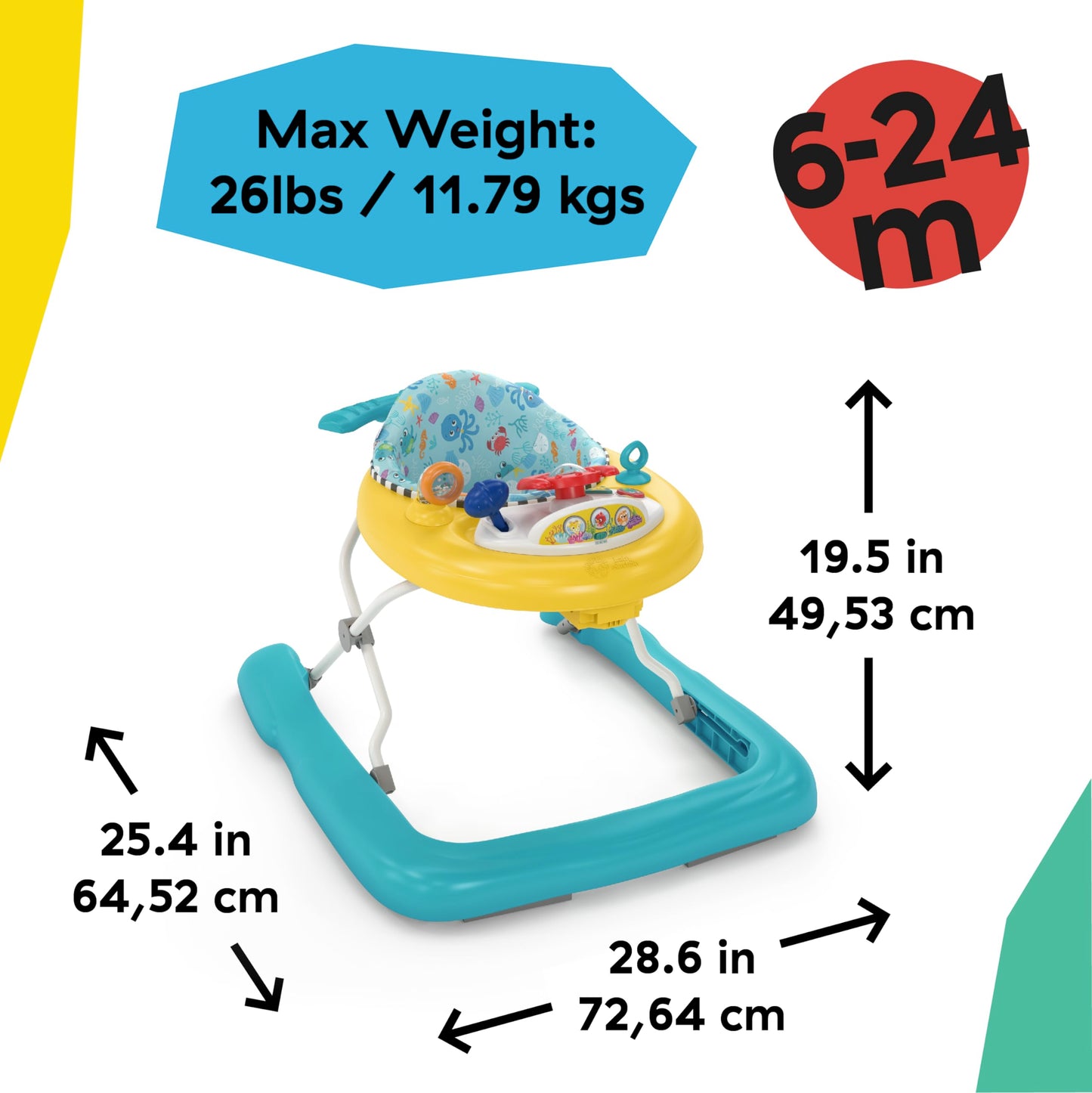 Baby Einstein Sky Explorers Baby Walker Activity Center and Sensory Play Learning-Toy with Lights, Songs and Sounds, Age 6 Months+, Blue