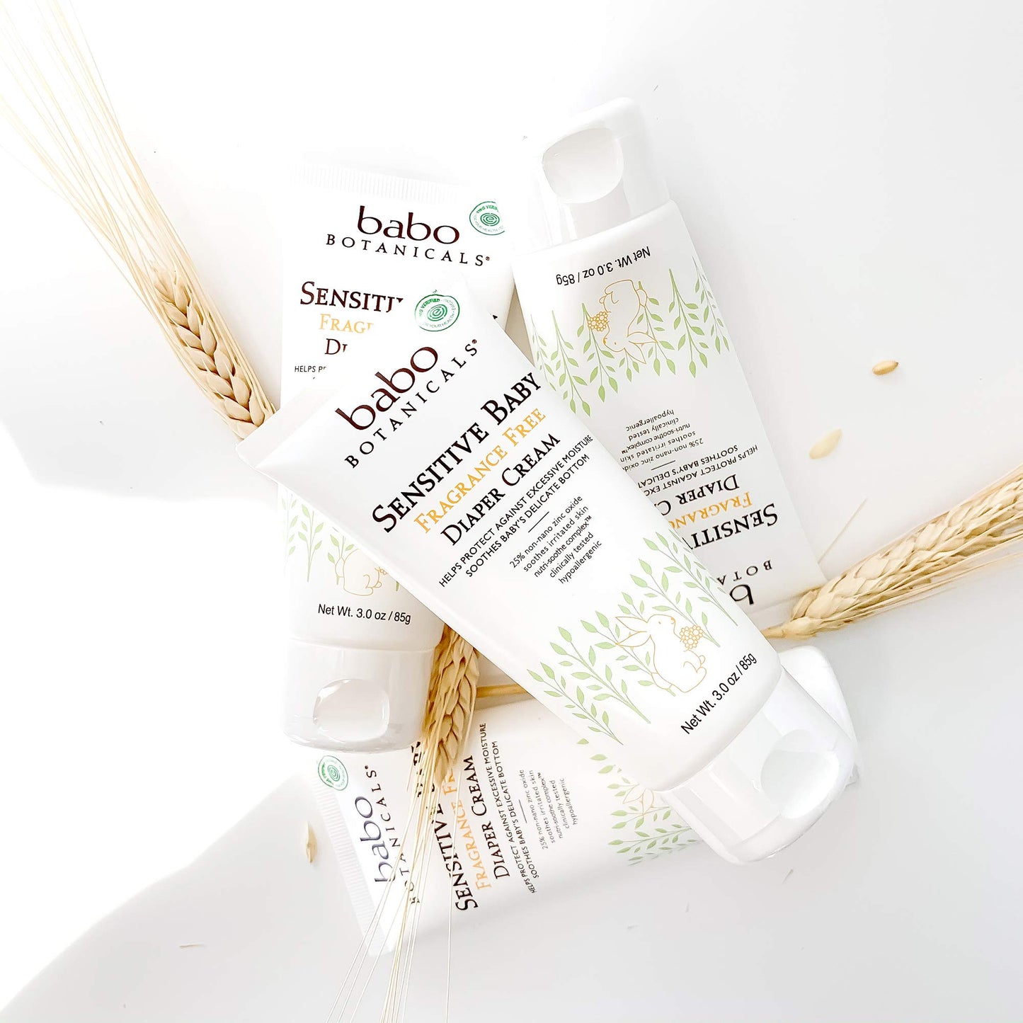Babo Botanicals Sensitive Baby Fragrance-Free Diaper Cream - 25% Natural Zinc Oxide - Calendula, Shea & Cocoa Butter - EWG Verified - Vegan- from Birth on - 1 or 2 Pack Tube - 6oz Jar
