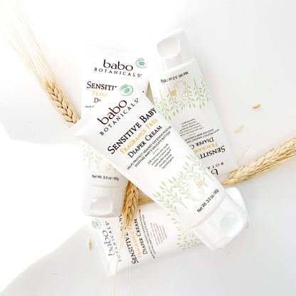 Babo Botanicals Sensitive Baby Fragrance-Free Diaper Cream - 25% Natural Zinc Oxide - Calendula, Shea & Cocoa Butter - EWG Verified - Vegan- from Birth on - 1 or 2 Pack Tube - 6oz Jar