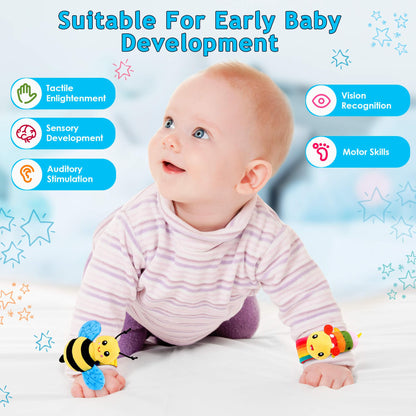 Baby Rattles 0-6 Months: Baby Toys Baby Essentials Rattles for Babies 6-12 Months Infant Toys 0-3 Months Newborn Toys Wrist Rattle Socks - Newborn Essentials Must Haves Gifts for Girl Boy