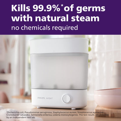 Philips Avent Baby Bottle Sterilizer and Dryer Premium, Removes 99,9% of Bacteria, Chemicals Free, Capacity 6 Bottles/Teats/Accessories, Modular Space Saving Design, Model SCF293