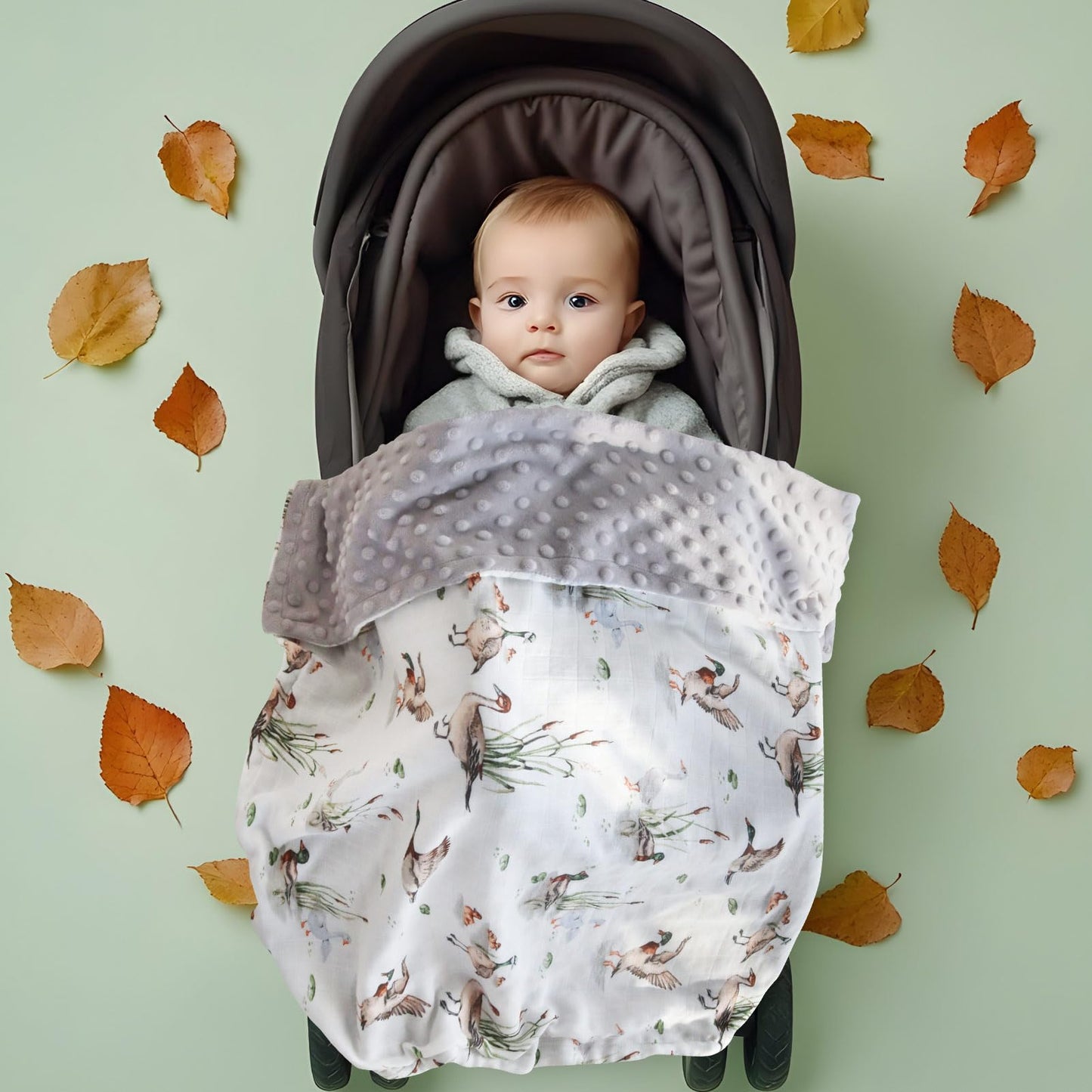 LifeTree Minky Baby Girl & Boy Blankets, Soft Double Layer Swaddle Blankets, Muslin Front and Dotted Fleece Backing Receiving Bed Throw Blanket for Newborn Unisex, 31X40 Inches, Bear Pattern
