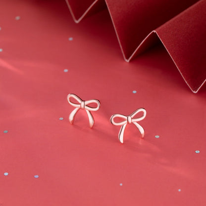 SLUYNZ Solid 925 Sterling Silver Tiny Bow Earrings Stud for Women Teens Small Bowknot post Stud Earrings