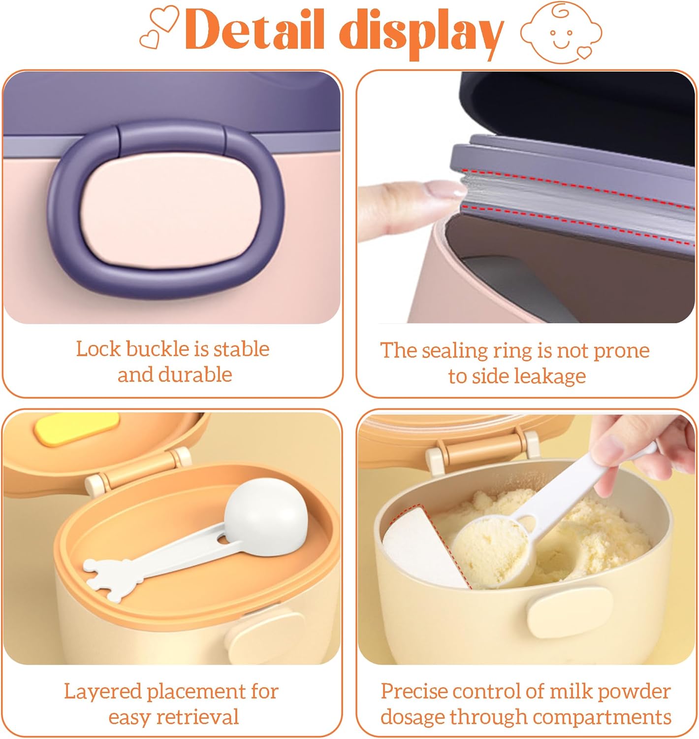 Personalized Formula Container, Portable Formula Dispenser for Baby with Carry Handle and Scoop for Travel Outdoor, Milk Powder Dispenser on the Go, Protein Powder Travel Container