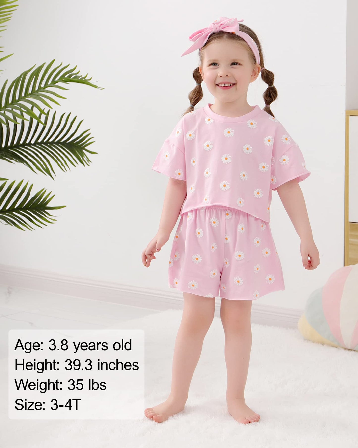 WESIDOM Toddler Girl Clothes Baby Girls Outfits 6M-5T Summer Floral Print Shirt+Shorts+Headband 3pcs Baby Clothing