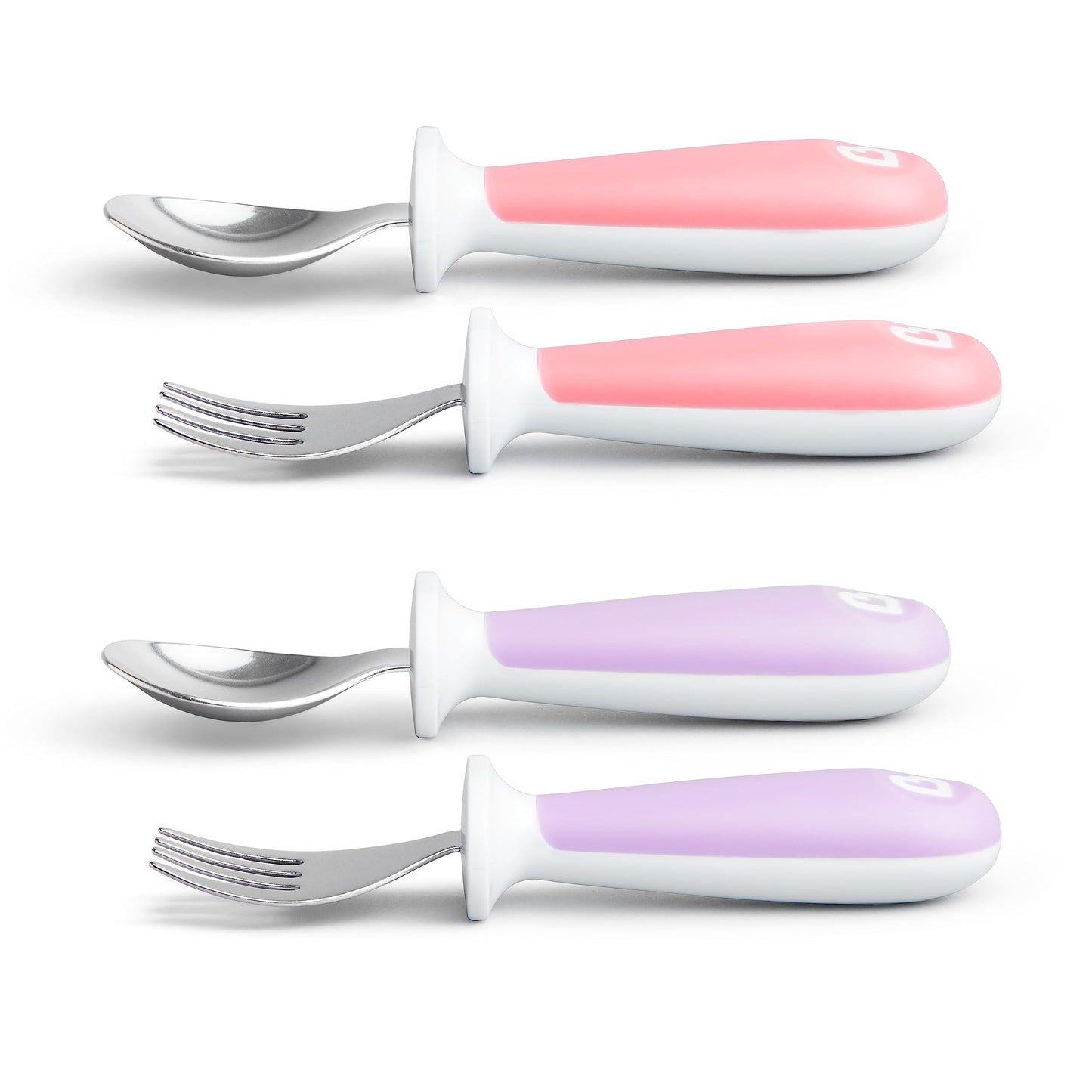 Munchkin® Raise™ Toddler Fork and Spoon Utensil Set, Rest Keeps Tip Off Table, BPA Free, 4 Pack, Blue/Green