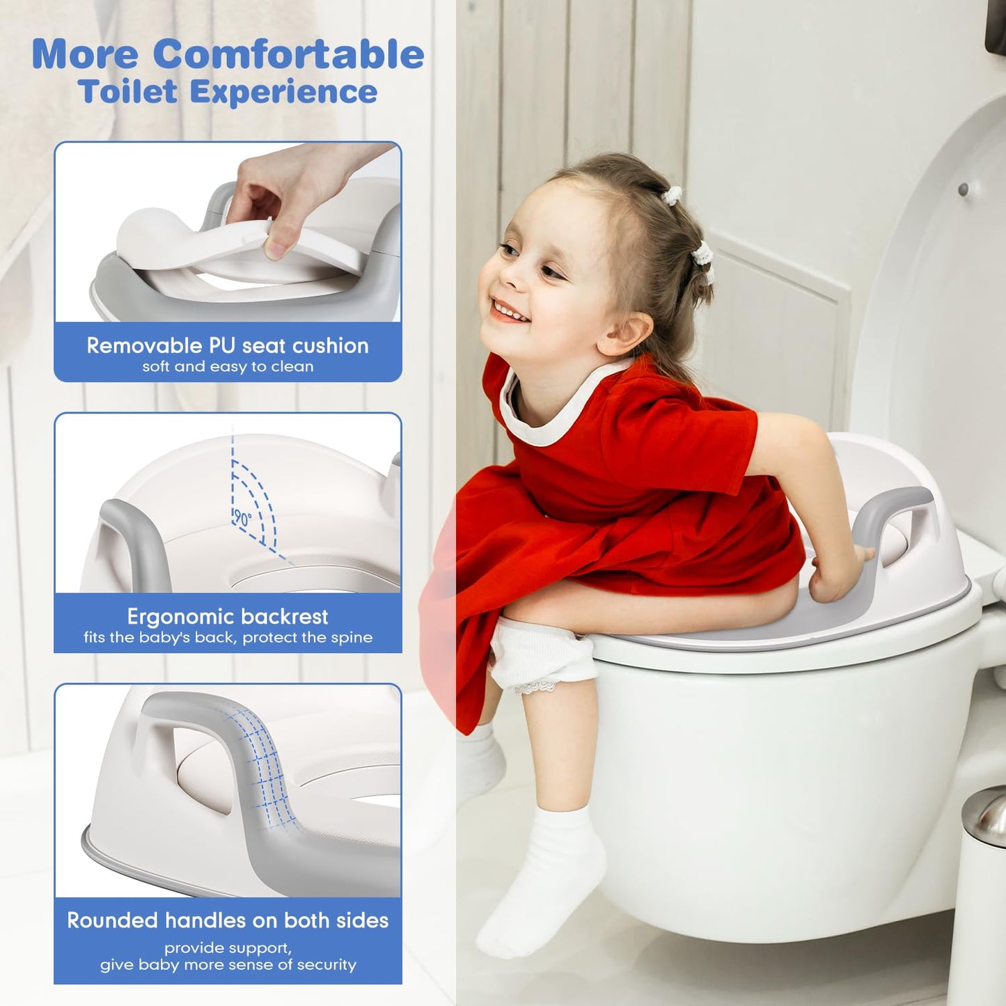 Potty Training Seat with Step Stools, Maliton Potty Training Toilet for Toddlers Girls with Splash Guard, Anti-Slip Toddler Stool for Bathroom, One Potty Seat and 2 in 1 Step Stool for Kids (Pink)