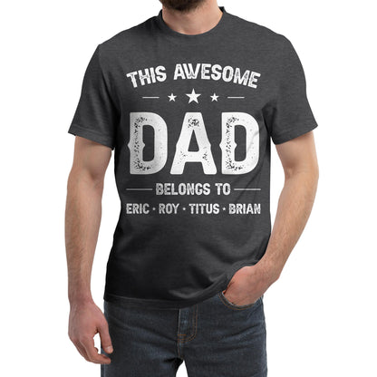 FLOCHIL Personalized Dad Shirt for Men, Custom Dad Shirt with Kids Names, Customized Fathers Day T Shirt, Gifts for Dad