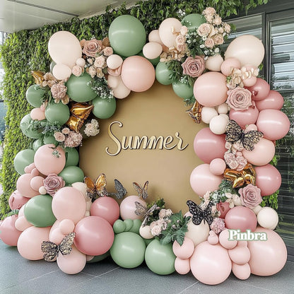 Dusty Pink Brown Balloon Garland Nude Tan Pink Rose Gold Metallic Double Stuffed Dusty Rose Mauve Blush Beige Balloon Arch Kit for Baby Shower Birthday Bridal Wedding Party Decoration